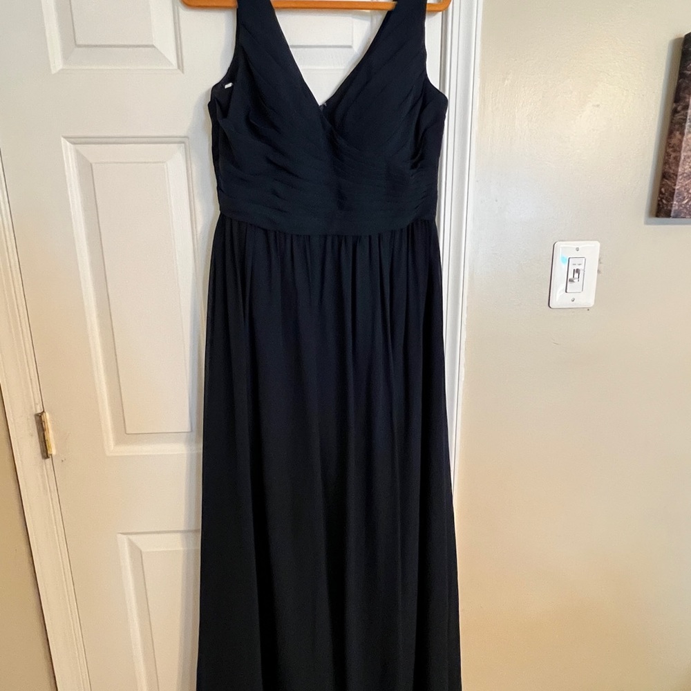DaVinci bridesmaids long chiffon dress in midnight